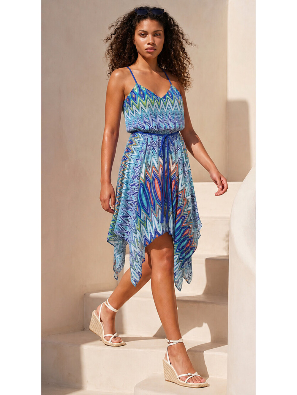 My Michelle Sz L summer dress, sundress Handkerchief Hem contemporary style.